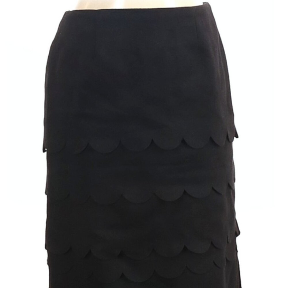 EUC Anthropologie Maeve Casual Black Wool Skirt Size 2 with layered ruffles
